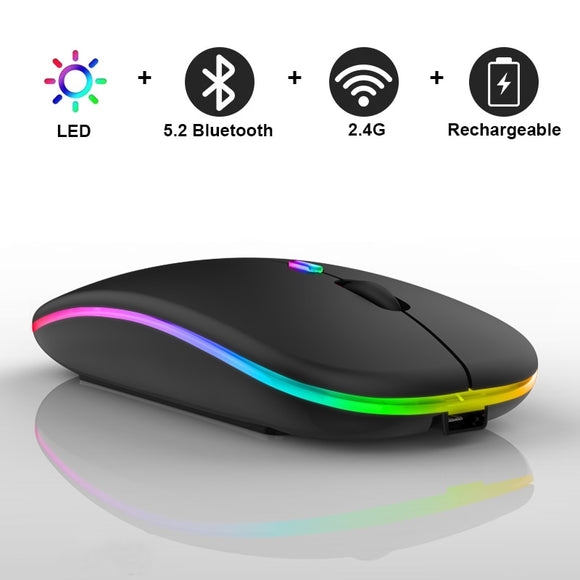 Bluetooth Wireless With USB Rechargeable RGB Mouse