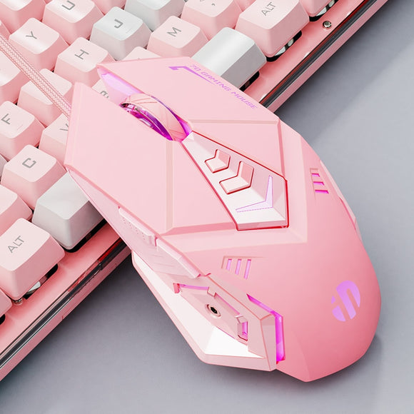 Wired USB Gaming Mouse Pink Mute RGB Gamer 7 Buttons Mice Optical Office Computer Mouse For Desktop Laptop Ergonomic Game Mouse