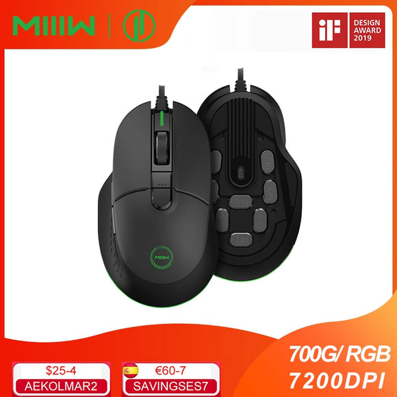 Xiaomi MIIIW 700g Wired Gaming Mouse RGB 7200DPI Sensor 1000HZ Speed Ergonomic Gamer Mouse USB